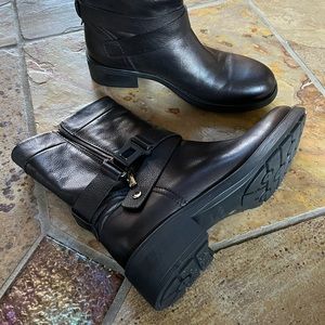 🍃💕Aquatalia Black Leather Rustico Calfskin Moto Boot